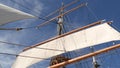 SAN DIEGO, CALIFORNIA USA - 30 JAN 2020: Retro sailing ship Star of India, full rigged wooden masts of Maritime Museum. Historic Royalty Free Stock Photo