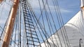 SAN DIEGO, CALIFORNIA USA - 30 JAN 2020: Retro sailing ship Star of India, full rigged wooden masts of Maritime Museum. Historic Royalty Free Stock Photo