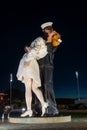 USS Midway Second World War Memorial Giant Sailor Statue San Diego Night Portrait Royalty Free Stock Photo