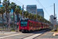 Red MTS Trolley Light Rail in San Diego, California Royalty Free Stock Photo