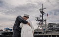 The Kiss statue and the Midway, San Diego, CA, USA