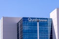 San Diego, California USA - 06 September 2019: Sign and logo of Qualcomm company on a side of a building