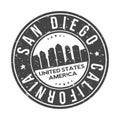 San Diego California USA Stamp Logo Icon Symbol Design Skyline City