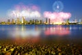 San Diego Christmas fireworks from Coronado Royalty Free Stock Photo