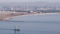 San Diego city skyline, cityscape of downtown, California, Point Loma. Frigate. Royalty Free Stock Photo