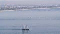 San Diego city skyline, cityscape of downtown, California, Point Loma. Frigate. Royalty Free Stock Photo