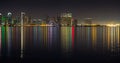 San Diego dowtown skyline, night water reflections Royalty Free Stock Photo