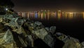 San Diego dowtown skyline, night water reflections Royalty Free Stock Photo