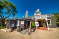 San Diego - July 30, 2017: Tourists, streets and buildings along Seaport Village and Embarcadero Park Royalty Free Stock Photo