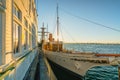 San Diego Maritime Museum at sunset. Museum features a world-class collection of historic vessels Royalty Free Stock Photo