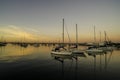 SAN DIEGO, SAILBOATS ON THE HARBOR AT SUNSET Royalty Free Stock Photo