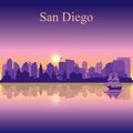 San Diego silhouette on sunset background Royalty Free Stock Photo