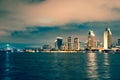 San Diego Skyline with bay at night Royalty Free Stock Photo