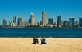 San Diego Skyline and Beach, California Royalty Free Stock Photo