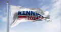 Kennedy 2024 presidential campaign flag waving on a clear day