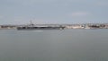 SAN DIEGO, USA - APRIL 3, 2018: aircraft carrier John C. Stennis CVN-74 leaving San Diego, California, USA