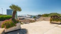 Beautiful Sunny Day in San Diego, California.  Marina Harbor, Promenade and Convention Center. Royalty Free Stock Photo