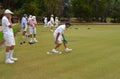 San Diego, USA-August 3, 2014: People lawn bowl in Balboa Park Royalty Free Stock Photo