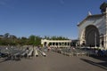 San Diego, USA - August 5 2021: The Starlight Bowl amphitheater with some audience and seating on the benches on a nice sunny day