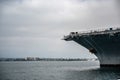 San Diego, USA - 5.2022 - Bow and open sea at the USS Midway museum. Royalty Free Stock Photo