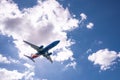 San Diego, USA, 2019. Southwest Airlines plane is flying in the sky Royalty Free Stock Photo