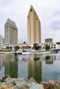 San Diego Waterfront Skyline Reflection Royalty Free Stock Photo