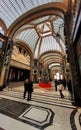 San Federico Gallery in Turin city, Italy. Christmas time and tree