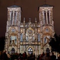 San Fernando Cathedral with Ornate Light Show Royalty Free Stock Photo