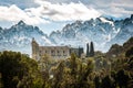 San Francesco convent and mountains at Castifao in Corsica Royalty Free Stock Photo