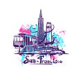 San-Francisco abstract art color drawing. San Francisco sketch