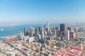 SAN FRANCISCO - AUGUST 2017: Aerial view of San Francisco skyline on a beautiful sunny summer day. The city attracts 20 million t