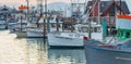 SAN FRANCISCO - AUGUST 6, 2017: Beautiful view of Fishermen Wharf port. The city attracts 20 million people annually Royalty Free Stock Photo