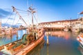 SAN FRANCISCO - AUGUST 6, 2017: Beautiful view of Fishermen Wharf port. The city attracts 20 million people annually Royalty Free Stock Photo