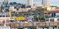 SAN FRANCISCO - AUGUST 6, 2017: Beautiful view of Fishermen Wharf port. The city attracts 20 million people annually Royalty Free Stock Photo