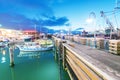 SAN FRANCISCO - AUGUST 6, 2017: Beautiful view of Fishermen Wharf port. The city attracts 20 million people annually Royalty Free Stock Photo