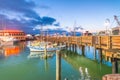 SAN FRANCISCO - AUGUST 6, 2017: Beautiful view of Fishermen Wharf port. The city attracts 20 million people annually Royalty Free Stock Photo