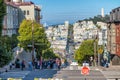 SAN FRANCISCO - AUGUST 7TH, 2017 - Tourists in Lombar Street. It Royalty Free Stock Photo