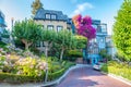 SAN FRANCISCO - AUGUST 7TH, 2017 - Tourists in Lombar Street. It Royalty Free Stock Photo