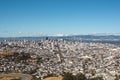 San Francisco bay area cityscape from the Twin Peaks, California - United States of America aka USA. Panoramic view of the San Royalty Free Stock Photo