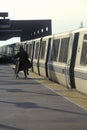 The San Francisco Bay Area Rapid Transit train, commonly referred to as BART, carries commuters to its next destination Royalty Free Stock Photo