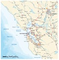 San Francisco Bay Area road map, California, United States Royalty Free Stock Photo