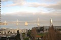 San Francisco Bay Bridge, Clock Tower, Embarcadero walk, Ferry Building Royalty Free Stock Photo