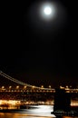 San Francisco Bay Bridge, Clock Tower, Night Holiday Lights Royalty Free Stock Photo