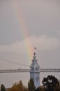 San Francisco Bay Bridge, Clock Tower, Rain Bow Royalty Free Stock Photo