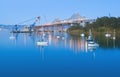 San Francisco Bay Bridge Construction at Twilight Royalty Free Stock Photo