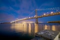 San Francisco Bay Bridge at night Royalty Free Stock Photo