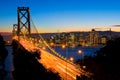 San Francisco and Bay Bridge at night Royalty Free Stock Photo