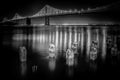 San Francisco Bay Bridge at Night Royalty Free Stock Photo