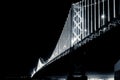 San Francisco Bay Bridge at Night in Black and White Royalty Free Stock Photo