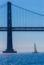 San Francisco Bay bridge sailboat from Pier 7 California